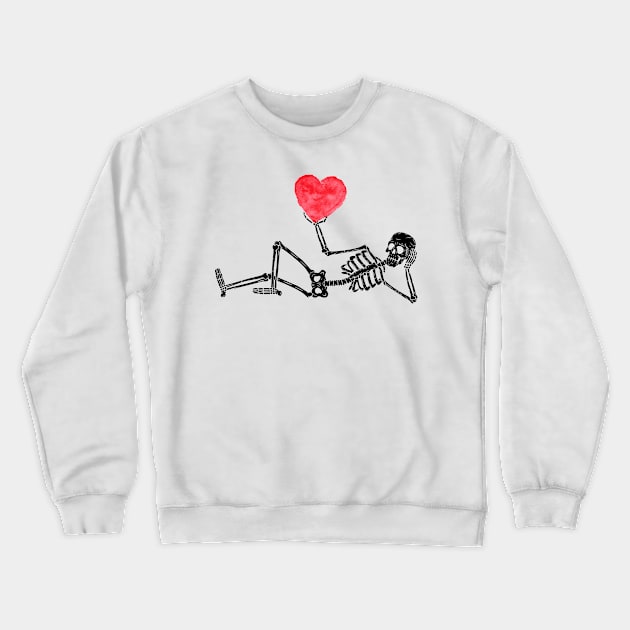 Red Heart Valentines Day Skeleton Gothic Boyfriend Him Gift Crewneck Sweatshirt by Studio Hues